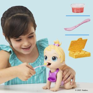 Baby Alive Lil Snacks Doll Eats and Poops 8-inch Baby Doll with Snack Mold Toy for Kids Ages 3 and Up Blonde Hair