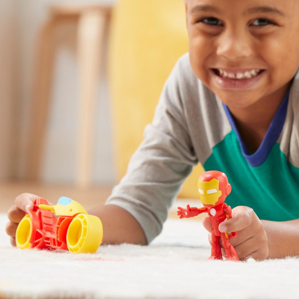 Marvel Spidey and His Amazing Friends Iron Man Action Figure Toy Motorcycle Playset - Image 3