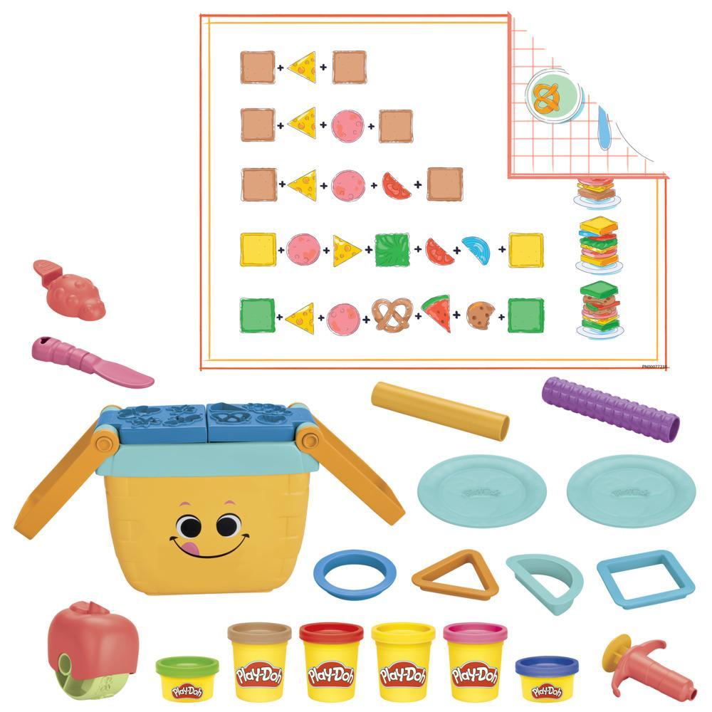 Play-Doh Picnic Shapes Starter Set 12 Tools and 6 Cans Preschool Toys - Image 6