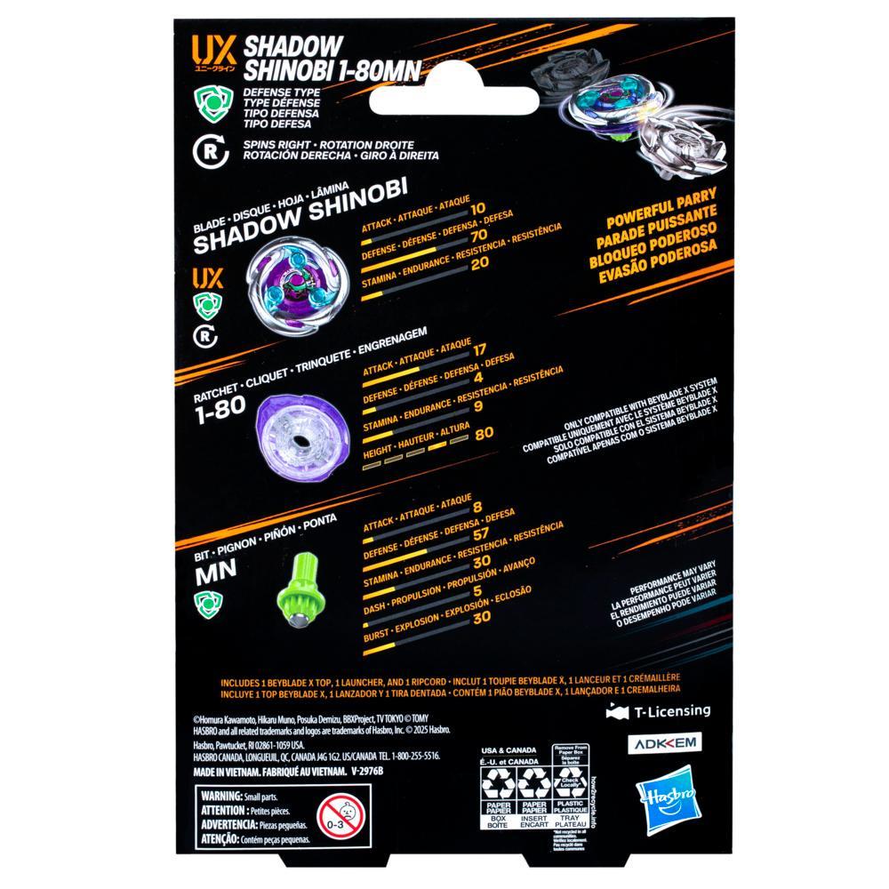 Beyblade X Shadow Shinobi 1-80MN UX Starter Pack Top and Launcher