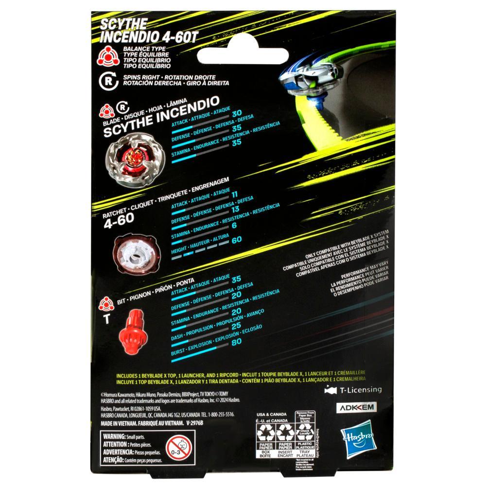 Beyblade X Scythe Incendio 4-60T Starter Pack Set with Balance Type Top Launcher Ages 8 - Image 3