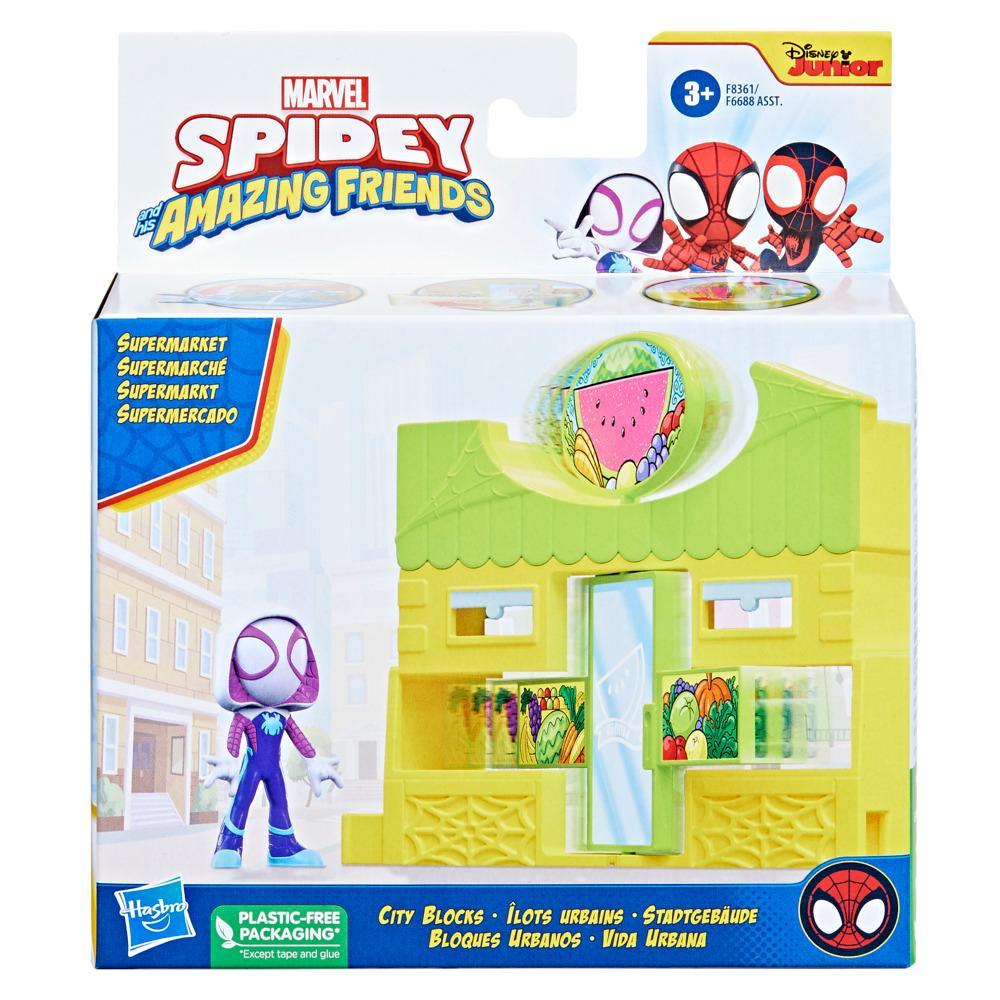 Marvel Spidey and His Amazing Friends City Blocks Ghost Spider Supermarket Kids Playset - Image 7