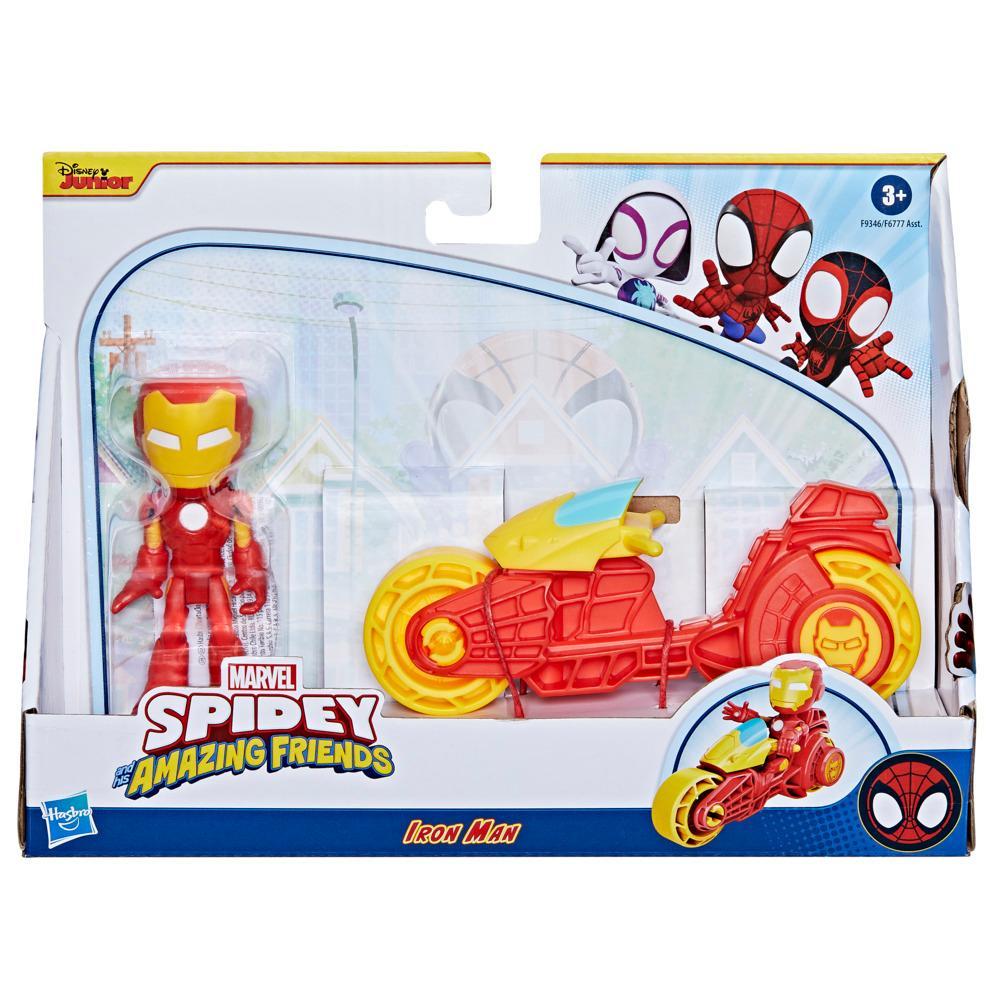 Marvel Spidey and His Amazing Friends Iron Man Action Figure Toy Motorcycle Playset - Image 7