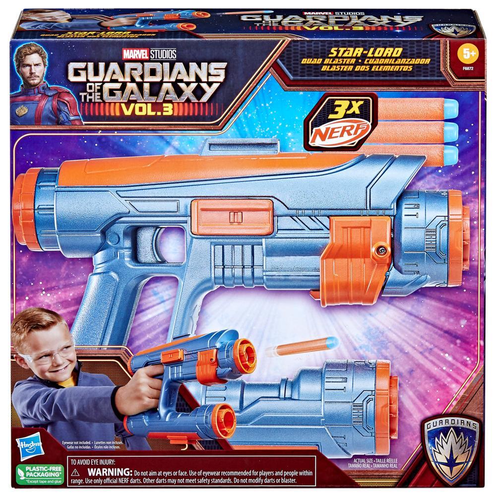 Marvel Studios Guardians of the Galaxy Vol 3 Nerf Star-Lord Quad Blaster Role Play Toy 3 Darts - Image 7