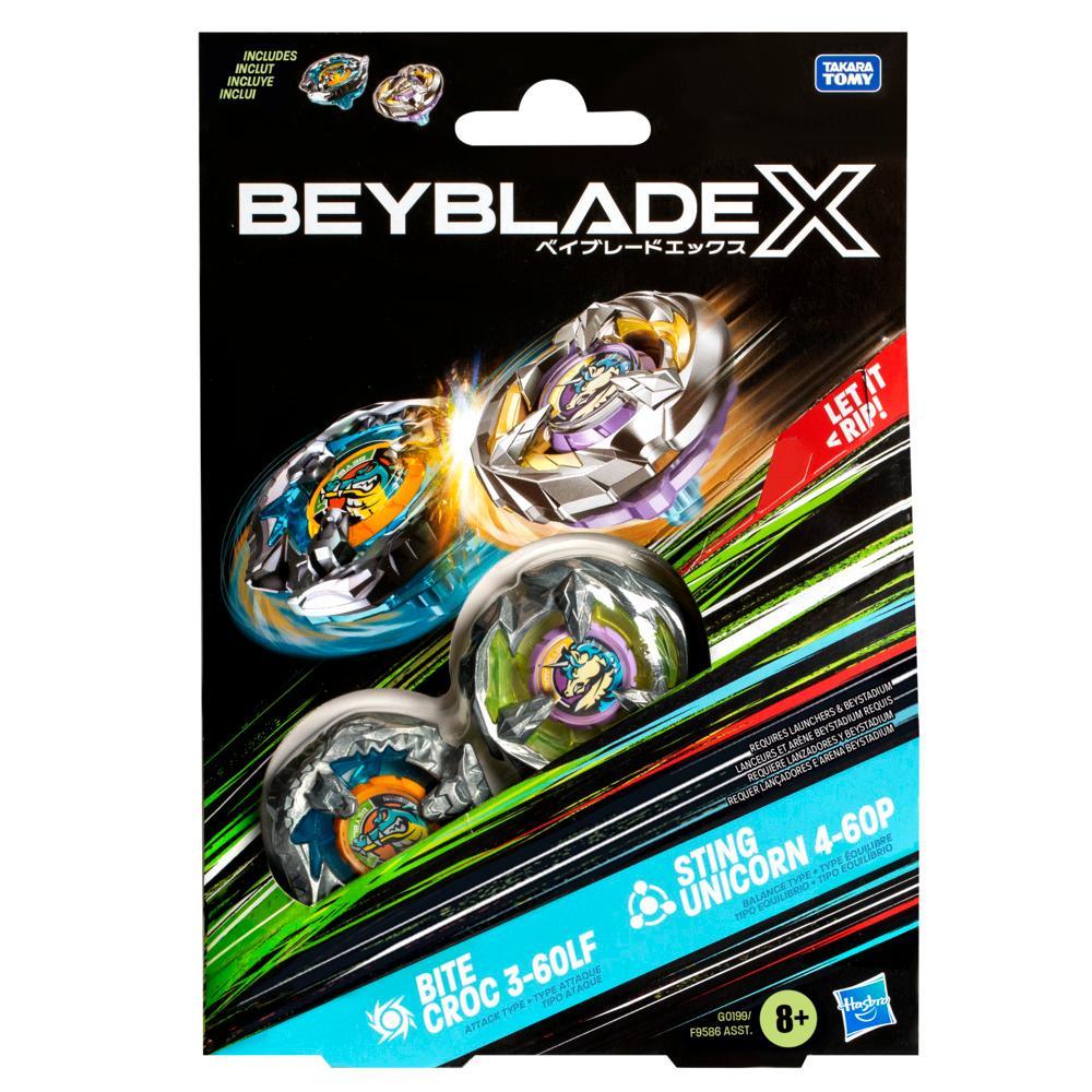 Beyblade X Bite Croc 3-60LF and Sting Unicorn 4-60P Top Dual Pack Set - Image 2