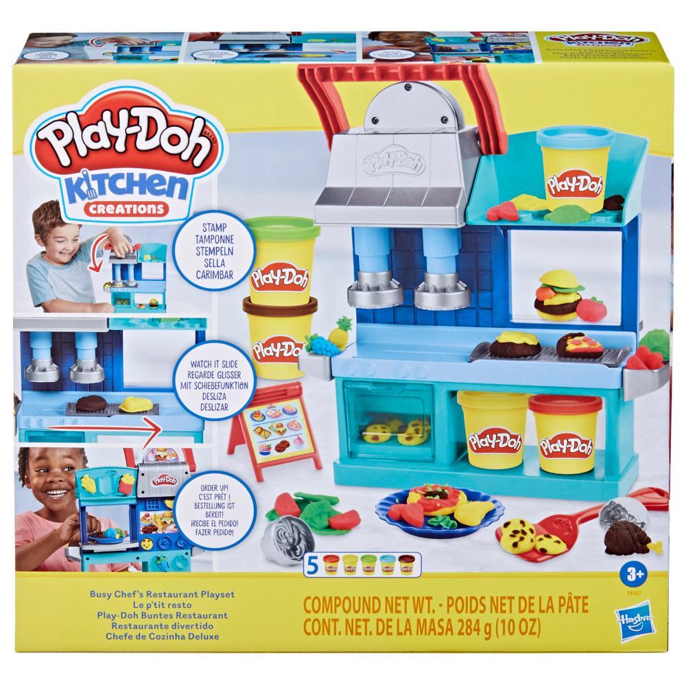 Play-Doh Kitchen Creations Busy Chefs Restaurant Playset 2-Sided Play Kitchen Ages 3 - Image 2
