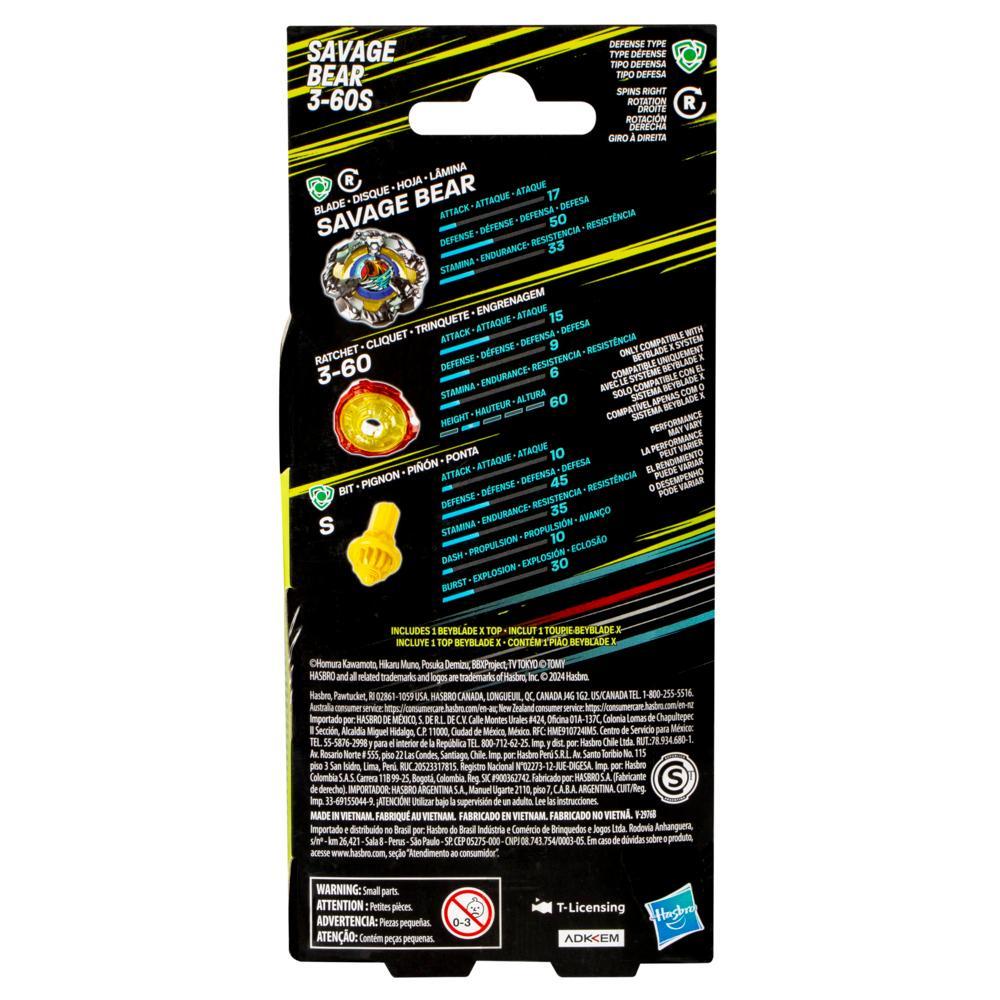 Beyblade X Savage Bear3-60S Top Booster Pack Set - Image 3