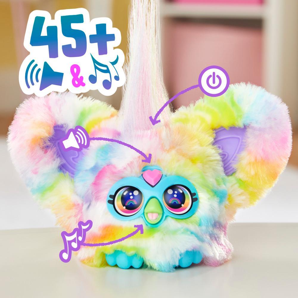 Furby Furblets Zee-Bah Mini Friend Electronic Plush Toys for Girls Boys 6 Rainbow Zebra Speaks Furbish Plays Music Series 4 - Image 5