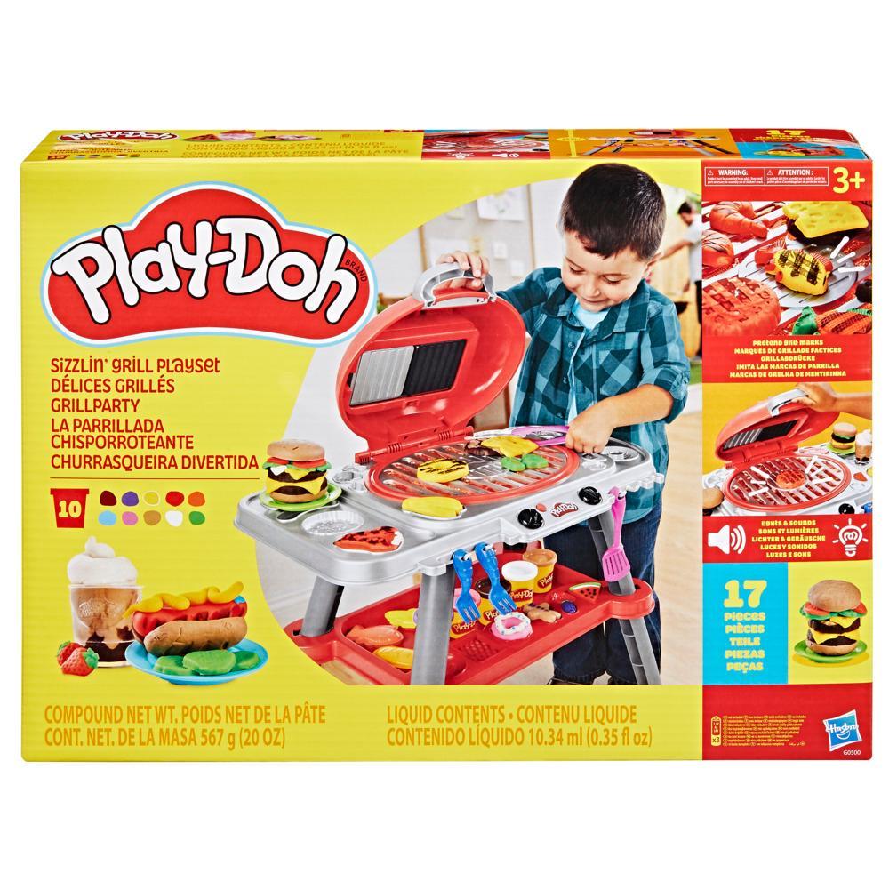 Play-Doh Sizzlin Grill Playset with Lights Sounds 17 Accessories BBQ Toys for Boys Girls 3 Play Food Arts Crafts Red - Image 7