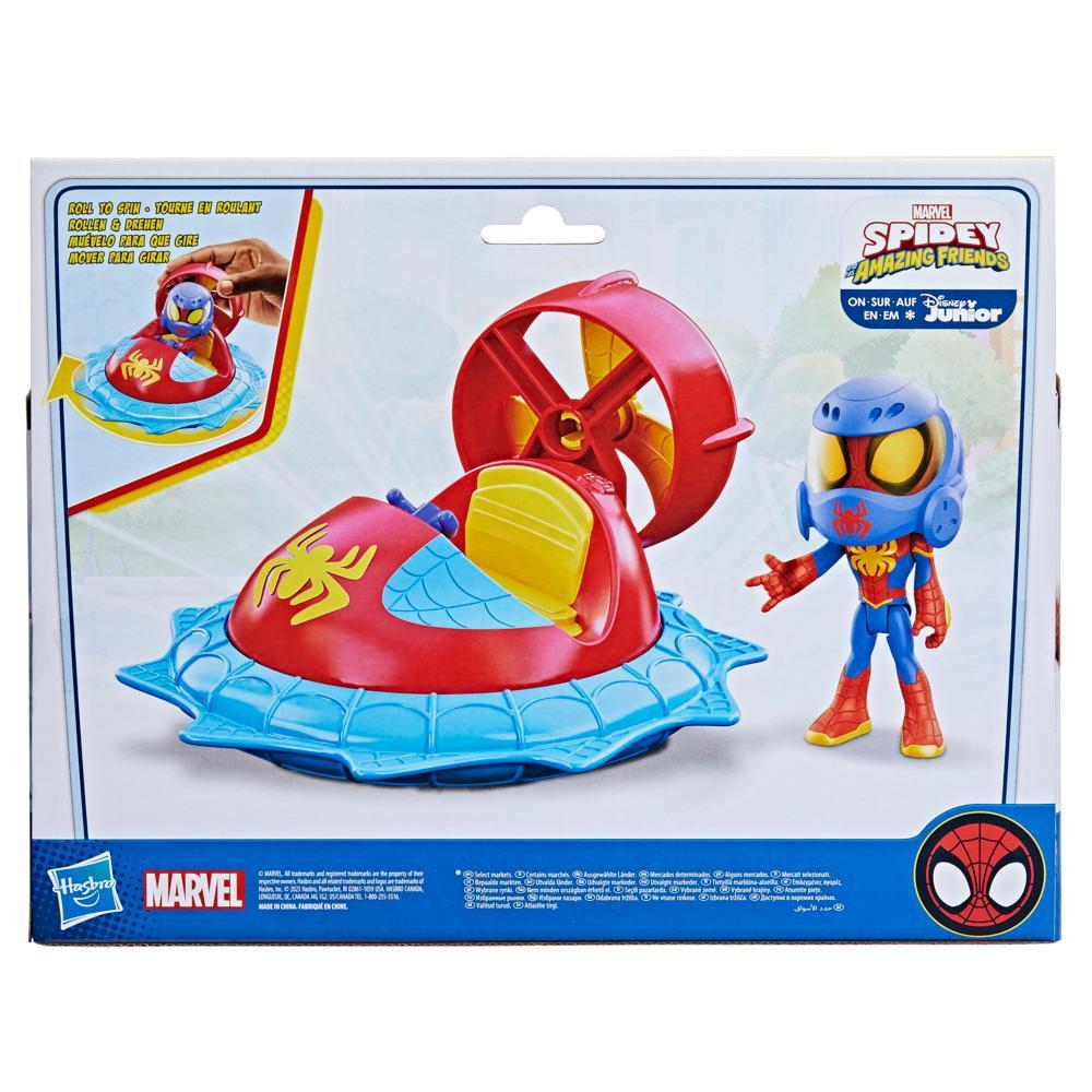 Marvel Spidey and His Amazing Friends Web-Spinners Spidey with Hover Spinner Toy Car - Image 3