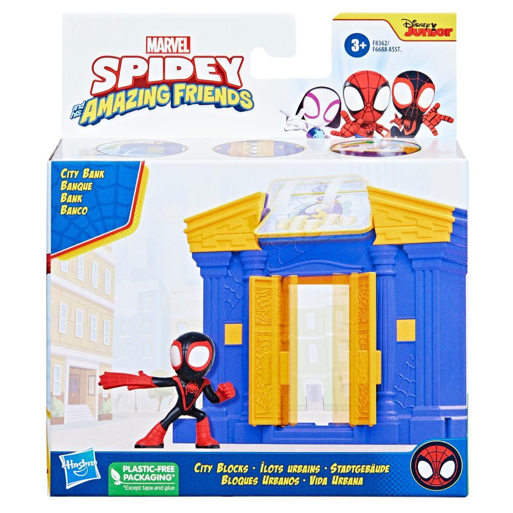Marvel Spidey and His Amazing Friends City Blocks Miles Morales Spider-Man City Bank Kids Playset - Image 7