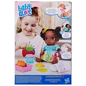 Baby Alive Fruity Sips Doll Lime Pretend Juicer Baby Doll Set Kids 3 and Up Black Hair