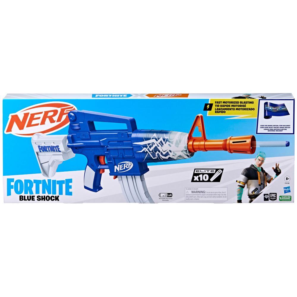 Nerf Fortnite Blue Shock Dart Blaster 10-Dart Clip 10 Elite Nerf Darts Unlock Code - Image 2