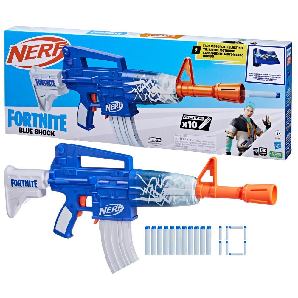 Nerf Fortnite Blue Shock Dart Blaster 10-Dart Clip 10 Elite Nerf Darts Unlock Code - Image 4