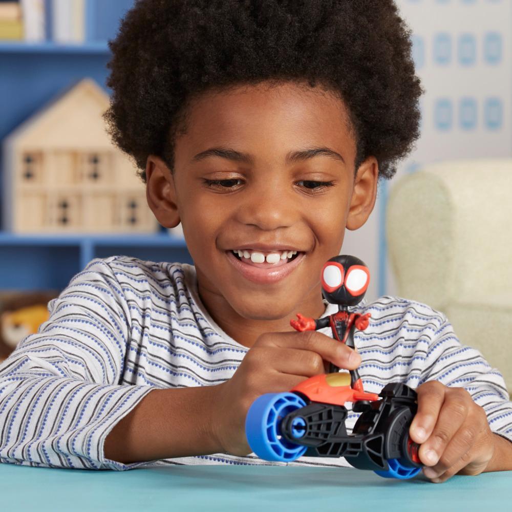 Marvel Spidey and His Amazing Friends Miles Morales Action Figure Toy Motorcycle Kids 3 and Up - Image 4