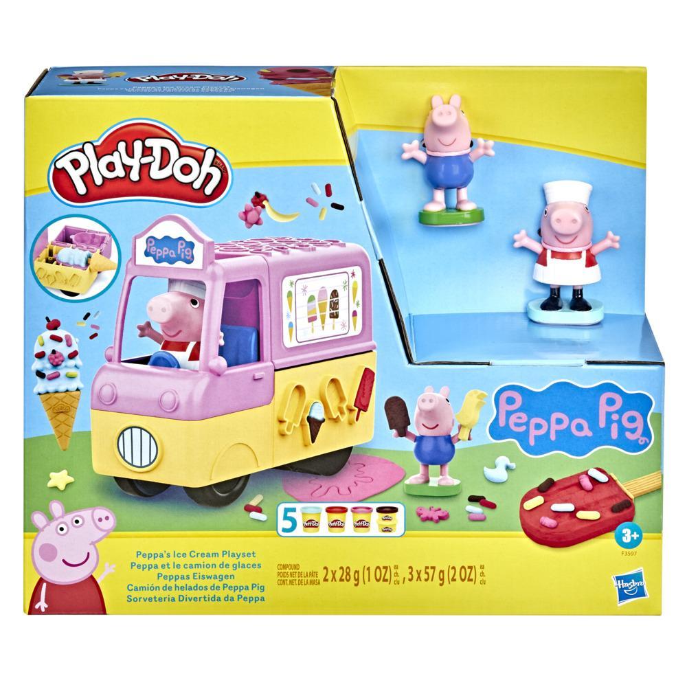 Play-Doh Peppas Ice Cream Playset with Ice Cream Truck Peppa and George Figures and 5 Cans - Image 2